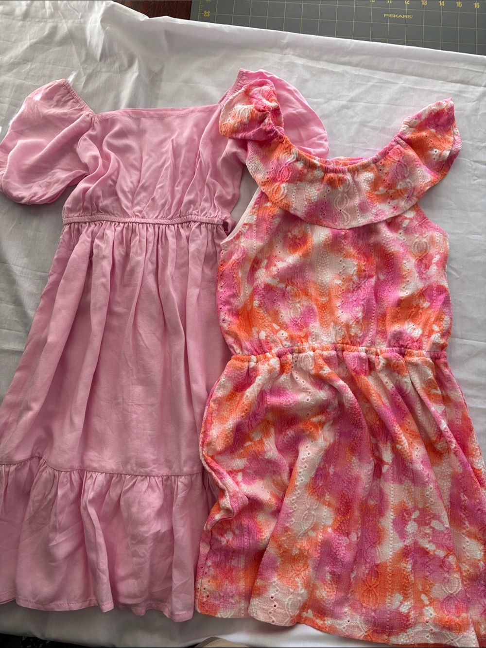 Girls Pink & Pink-Orange Tie-Dye Ruffle Dress Set